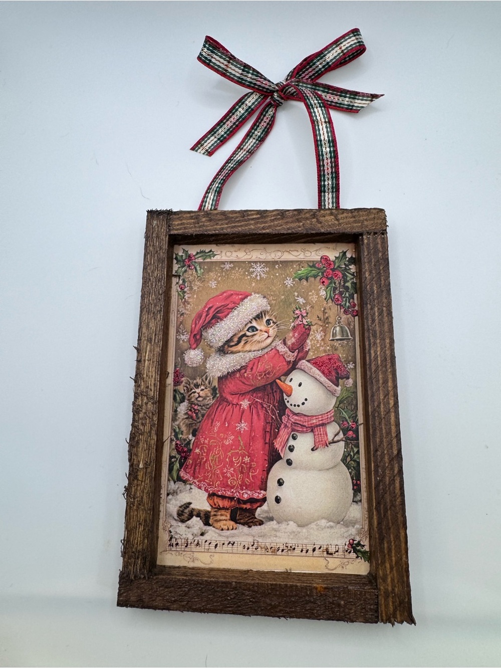 New OOAK Small Old-Fashioned Cat Christmas Decor Holiday Kitten Ornament